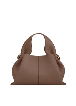 Mini borsa a mano in pelle martellata, manico con fibbia e chiusura metallica, tracolla rimovibile per uso quotidiano