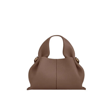 Mini borsa a mano in pelle martellata, manico con fibbia e chiusura metallica, tracolla rimovibile per uso quotidiano