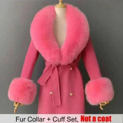 Real Fur Collar And Cuffs Set Winter Coat Accessories Women Fluffy Large Fur Shawl Neak Warm Fox Fur Scarf Furry Scarves Female