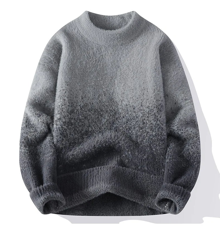 Imitation Mink Sweater for Men's Gradient Knitted Sweater for Couples Round Neck Thickened Warm Casual Pullover