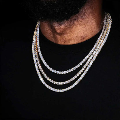 Gioielli Hip Hop Cubic Zirconia ghiacciata Catena da tennis ghiacciata Collana bling placcata oro 18 carati per le donne Logo laser personalizzato gratuito