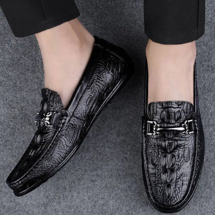 Nuove Scarpe Casual da Uomo con Suola Morbida, Modello Alligatore, Scarpe Formali da Lavoro, Punta Rotonda, Suola in Gomma