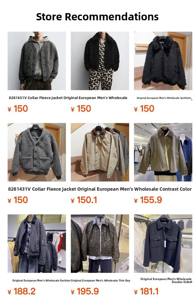 Men's Pilot Jacket Outerwear Collar Patchwork Cotton Blend Warmth Flap Closure Loose Fit Long Sleeve Winter Youth Fashion