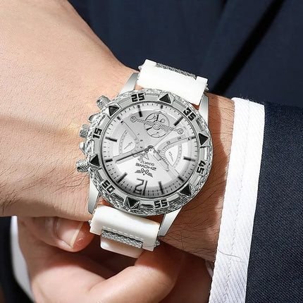 Set di 3 orologi sportivi da uomo alla moda, orologi da polso da uomo con quadrante grande e cinturino in silicone, Reloj Hombre (senza scatola) platinumshop