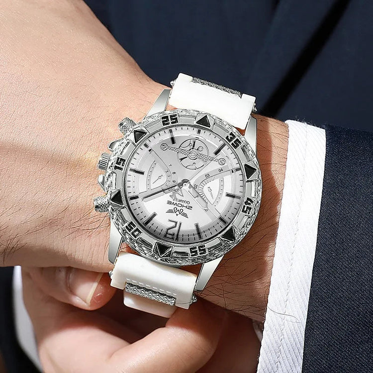 Set di 3 orologi sportivi da uomo alla moda, orologi da polso da uomo con quadrante grande e cinturino in silicone, Reloj Hombre (senza scatola) platinumshop