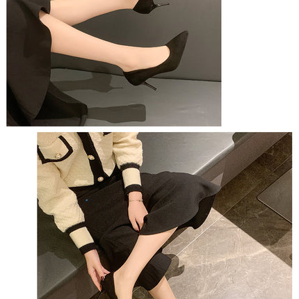 Donne Nuovi Sandali Con Tacco Medio Nero 6-8-10 cm A Punta Tacco Sottile Baotou Banchetto Scarpe Con Tacco Alto Scarpe Da Donna Tacones Mujer