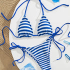 Costume da bagno due pezzi push-up 2026, nuovo bikini a triangolo micro a righe, set da spiaggia trendy