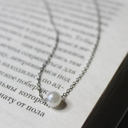 e-Manco Stainless Steel Choker imitated  Pearl Necklaces for Women Gold Color Layered Chain Necklace Jewelry PlatiNum