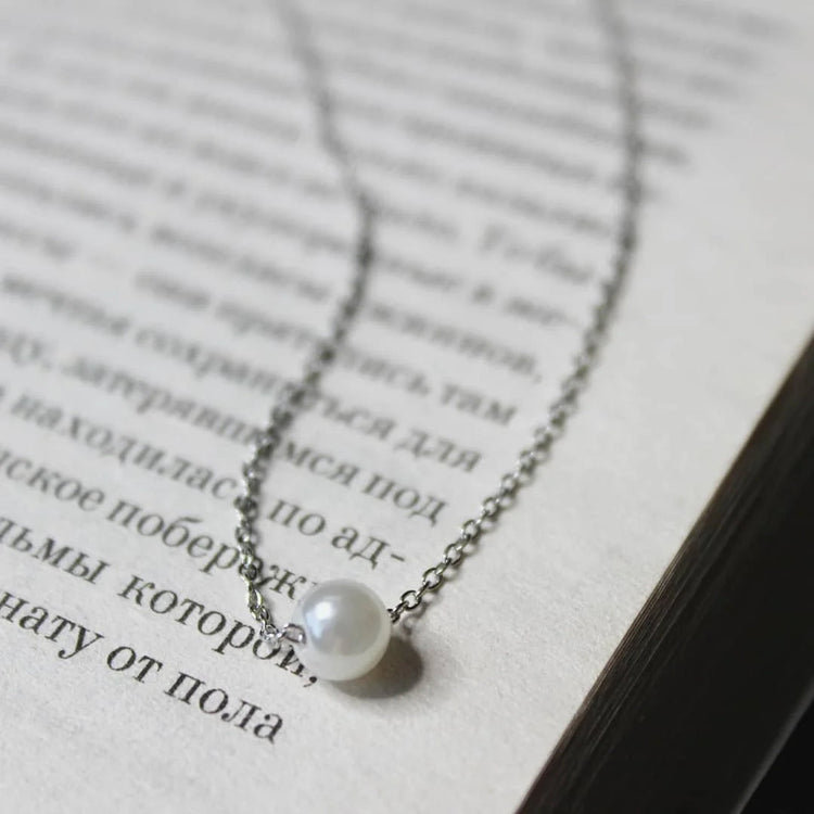e-Manco Stainless Steel Choker imitated  Pearl Necklaces for Women Gold Color Layered Chain Necklace Jewelry PlatiNum