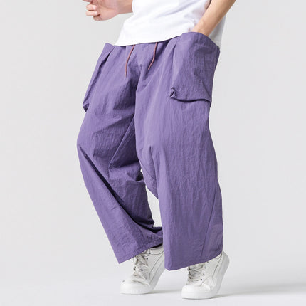 Pantaloni Estivi Leggeri da Uomo e Donna, Streetwear con Coulisse, Stile Y2K, Cargo, Tinta Unita, Gamba Larga, Taglie Forti fino alla 5XL