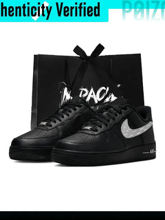Nike Air Force 1 Skate Shoes Unisex Low-top Black Silver Color Block CW2288-001（Team3067-air）