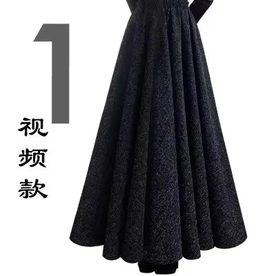 TIYIHAILEY-Women's Long Maxi Thick A-line Skirts, Elastic Waist, Plaid Woolen Skirts, Warm with Pocket, Winter, New Custom Made PlatiNum