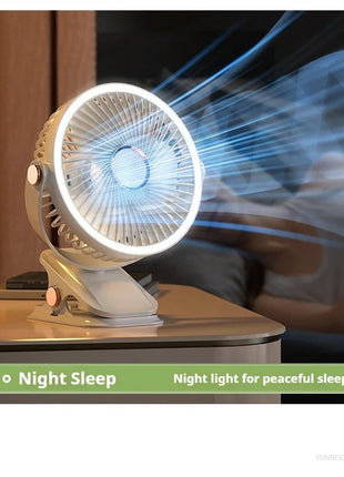 Ventilatore Portatile con Clip e Luci LED, 3 Velocità Regolabili, Silenzioso, da Scrivania, per Casa, Camera da Letto e Campeggio