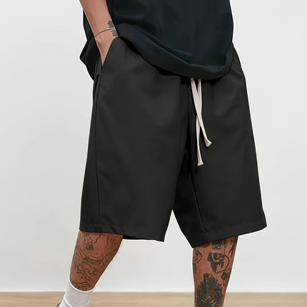 Pantaloncini da uomo casual classici a tinta unita di media lunghezza, semplici pantaloncini sportivi casual di tendenza