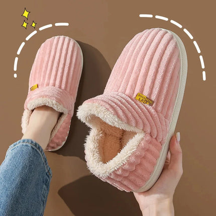 Shevalues Winter Men Slippers Short Plush Men Cotton Boots Indoor Fluffy House Fur Slippers Men Casual Soft Fur Furry Men Shoes