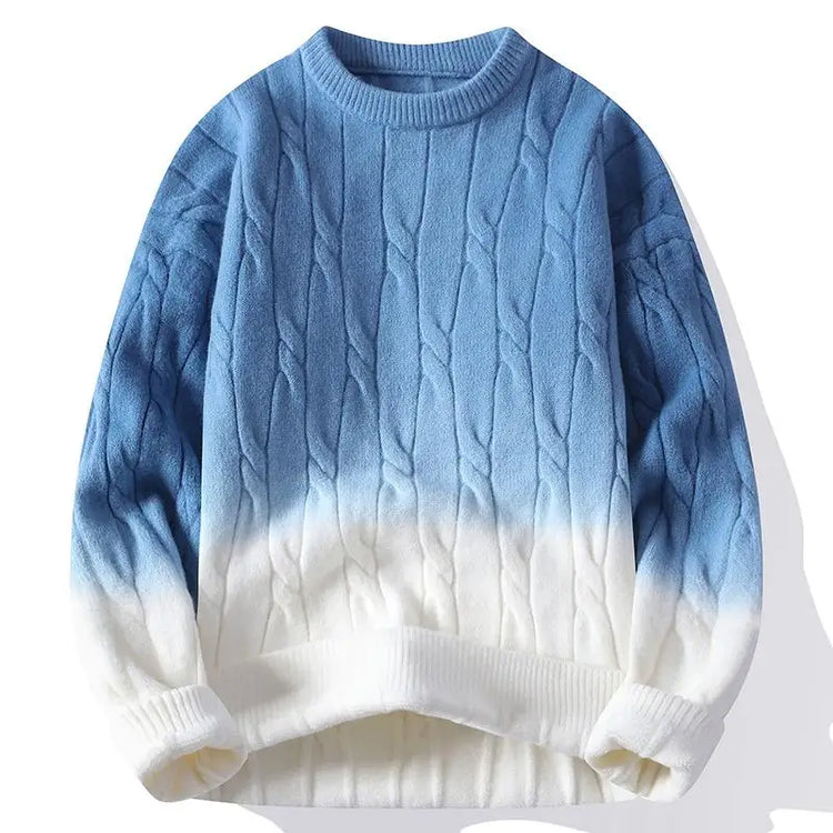 New Trendy Autumn and Winter Jacquard Pattern Pullover Sweater Casual Round Neck Color-Blocking Knit Men's Pullover