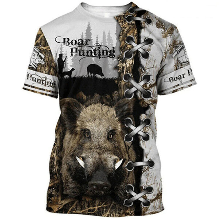 Camo Caccia Animali Cinghiale T-shirt da uomo Stampa 3D Sport Manica corta Tee Tops Casual O Collo Streetwear T-shirt Abbigliamento da uomo