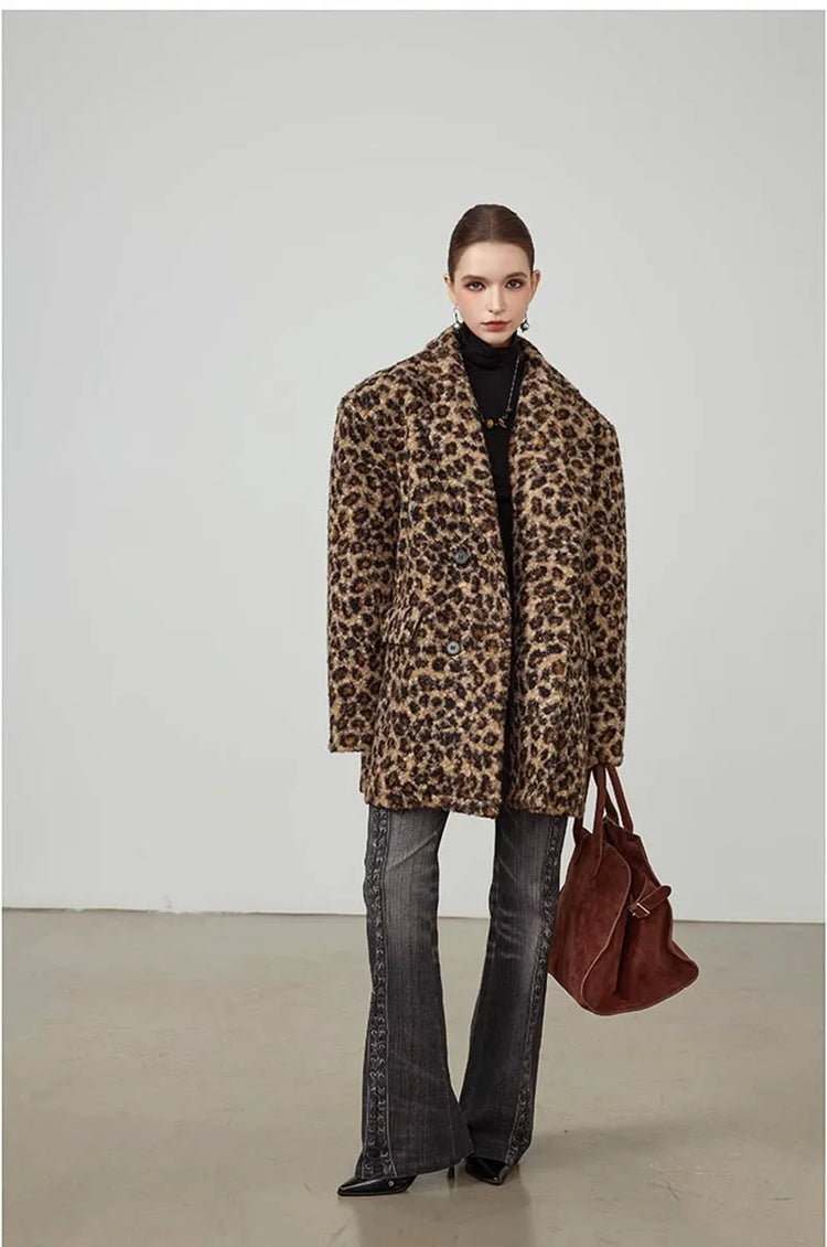 ZADORIN High Street Elegant Leopard Suit Faux Fur Jacket Long Cool Double Faced Faux Fur Coat Woman Autumn Winter Clothes Coats