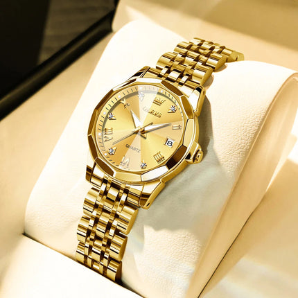 OLEVS 9931 Elegante Orologio da Donna di Lusso, Marca Originale, Movimento al Quarzo, Impermeabile, in Acciaio Inossidabile, Luminoso con Data platinumshop