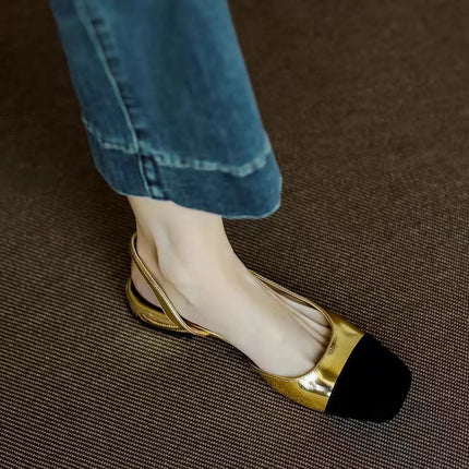 Sandali Donna Estivi 2026 Nuovi Colori Misti Ciabatte Slip-on Oro Tacco Basso Sgback Stile Romano Scarpe Casual Basse da Ragazza