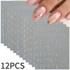 12pcs/set 3D Shiny Leaf Flower Nail Art Sticker Laer Gold Bronzing Leaves Nail Decals 8*10cm Self-Adhesive Nail Art Supplies e5#