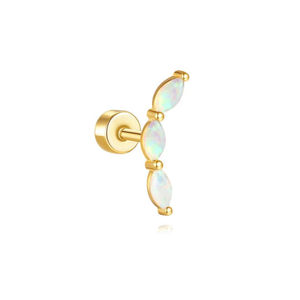 CANNER 1PC 925 Sterling Silver Exquisite Crown Opal Piercing Earring for Women Ear Studs Cartilage Earring Body Jewelry Gift PlatiNum
