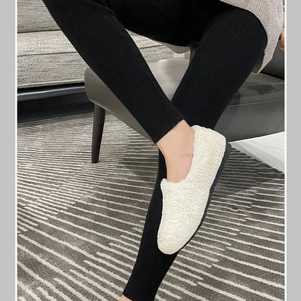 Autumn Winter Women Wool Thickening Leggings High Waist Ribbed Vertical Stripe Casual Knitted Leggings Warm Wear out Pantyhose PlatiNum