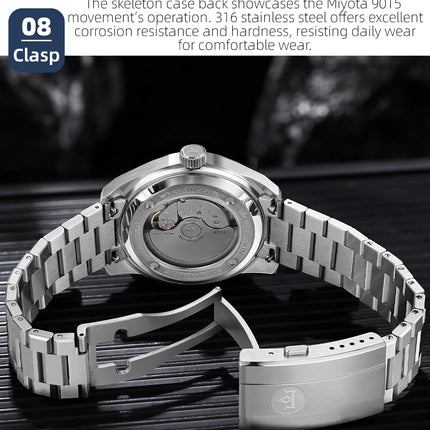 AddiesKin K006 Luxury Men Mechanical Watch Miyota9015 Crystallized Titanium Automatic Sapphire Crystal Waterproof Luminous Gift