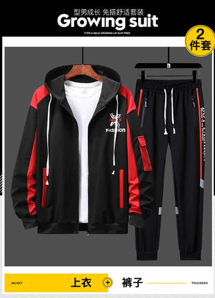 New men's Zipper Cardigan, Pants, High-end Fashion Two-piece Set, Casual Sportswear, Spring and Autumn Printed Commuting Set PlatiNum