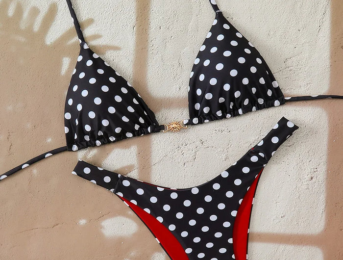 Micro Bikini 2026 Push Up per Donna, Costume da Bagno Sexy, Set Bikini Brasiliano a Pois, Biquini, Abbigliamento da Spiaggia Estivo