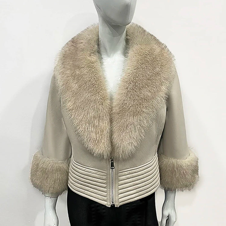 ZADORIN Luxury Winter Faux Raccoon Fur Coat Woman Short Faux Sheepskin Leather Jacket Warm Fur Lined Elegant Woman Clothes Tops