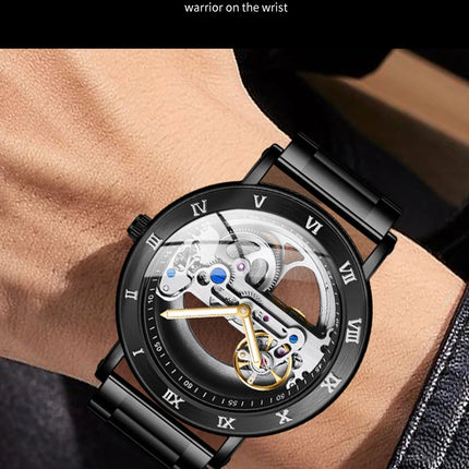 AKDPN Men's Watches Automatic Mechanical Stainless Steel Men's Wrist Watch Skeleton Automatic Watches for Man Watch Montre Homme