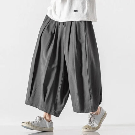 2025 Pantaloni estivi da uomo stile giapponese Harajuku Haori pantaloni a gamba larga uomo streetwear uomo solido allentato Harun pantaloni lanterna casual