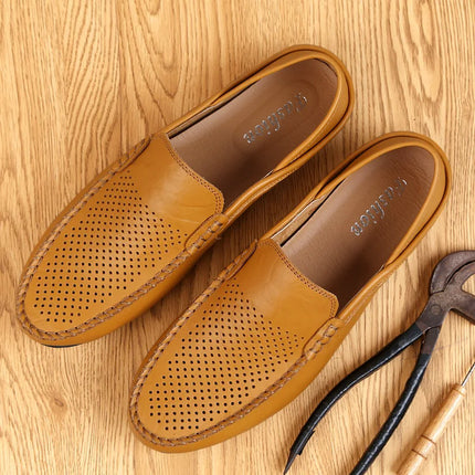 Scarpe da uomo Casual Luxury Summer Casual Leather Shoes Soft Low Platform Outdoor Light traspirante antiscivolo scarpe da guida nere