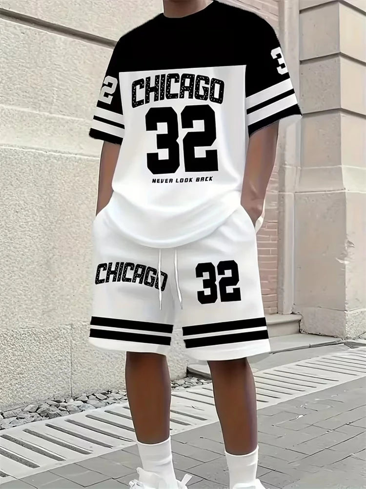 2026 Primavera/Estate Nuovo Top a maniche corte da uomo semplice e casual e pantaloncini casual, set primavera/estate da uomo casual da strada 2 pezzi platinumshop