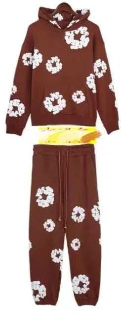 DENIM TEARS marca vendita calda nuova felpa con cappuccio stampata in schiuma di cotone alla moda, tuta sportiva da uomo alla moda europea e americana