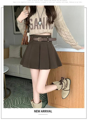 Autumn and Winter 2025 New High-waisted A-line Skirt College Style Sweet Versatile Woolen Pleated Skirt PlatiNum