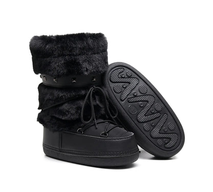 Women's Furry Boots New Warm Skiing Winter Boots Women Space Boots Trendy Ladies Winter Shoes Non-slip Girls Snow Boots
