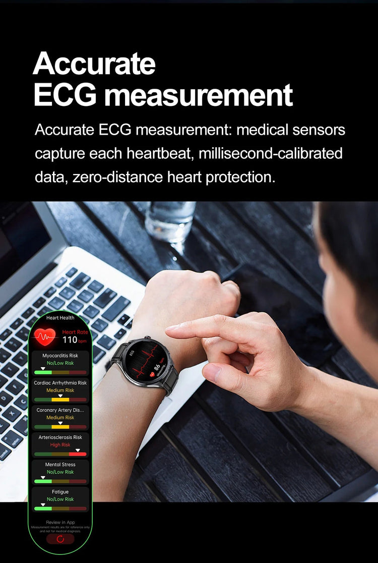 Nuovo Smartwatch 2026 per Analisi del Grasso Corporeo, ECG+PPG, Acido Urico, Pressione Sanguigna, Ossigeno nel Sangue, Orologio con Chiamate per Uomini e Donne platinumshop
