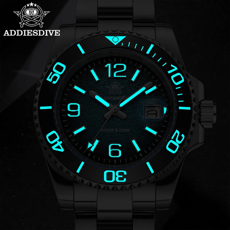 ADDIESDIVE 41mm Watches Japan 2115 Quartz Movement Luminous 200m Waterproof Dive Ceramic Bezel 316L Stainless Steel Man Watches
