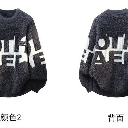 2026 Winter Fashion Sweater Men Casual Knit Pullovers Mens Thick Warm letter pattern Sweaters Men's Daily Warm sweaters male