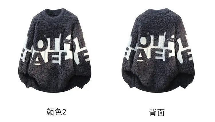 2026 Winter Fashion Sweater Men Casual Knit Pullovers Mens Thick Warm letter pattern Sweaters Men's Daily Warm sweaters male