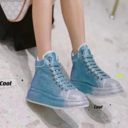 Hot Top Quality Winter Warm Fur Sneakers Sexy Women Skate Shoes New Rhinestone High Top Board Shoes Shiny Women's Casual Shoes