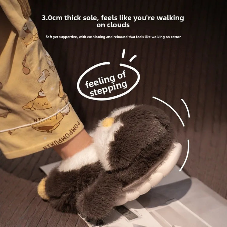 Cute Penguin Plush Slippers，Winter Warm Full-Coverage Home Slippers，Cartoon Animal-Themed, Non-Slip, Thick-Soled Women's Indoor