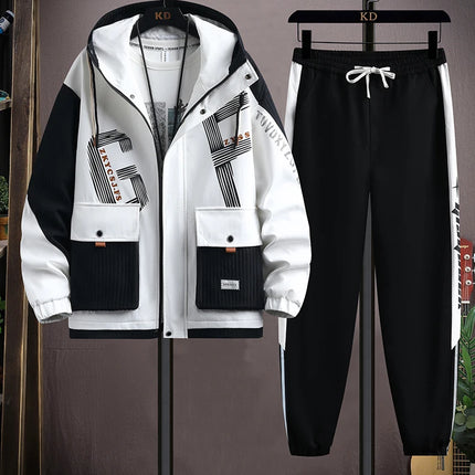 2025 Spring Casual Jackets Sportswear+Pants Men's Sets Korean Style 2 Piece Sets Men Streetwear Fitness Male Tracksuit