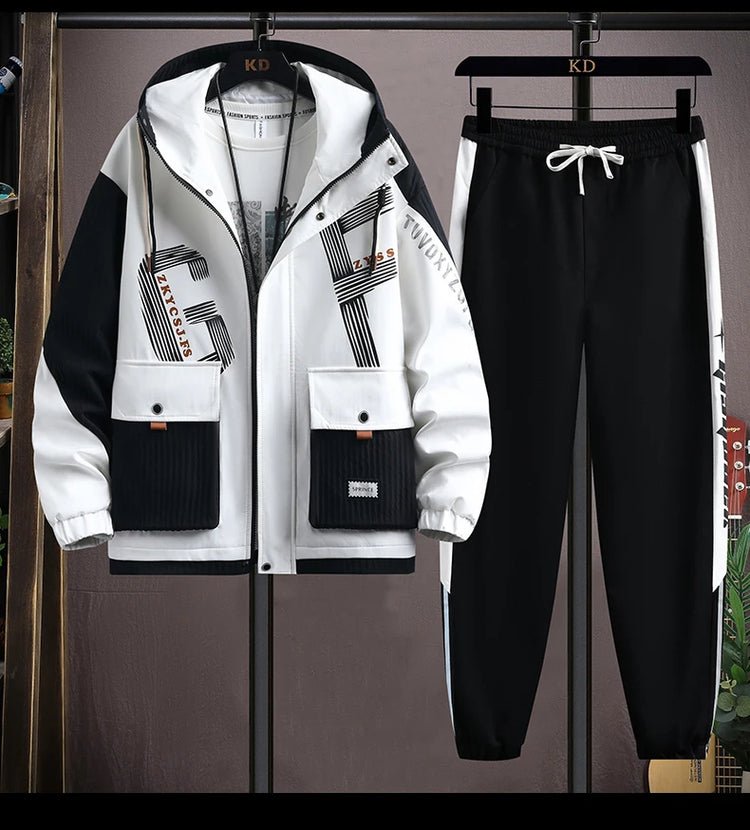 2025 Spring Casual Jackets Sportswear+Pants Men's Sets Korean Style 2 Piece Sets Men Streetwear Fitness Male Tracksuit