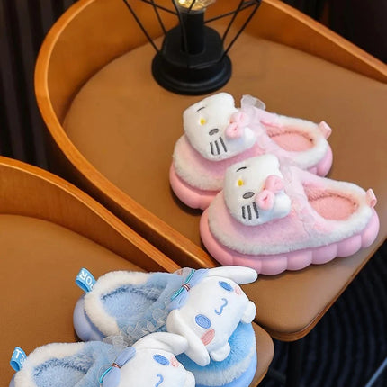 Winter Family Plush Slippers, Parent-Child Match Cartoon Indoor Home Shoes, Cozy Cotton-Lined Non-Slip Slides for All Ages
