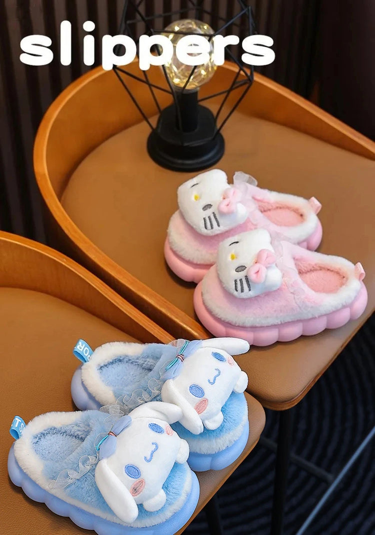 Winter Family Plush Slippers, Parent-Child Match Cartoon Indoor Home Shoes, Cozy Cotton-Lined Non-Slip Slides for All Ages