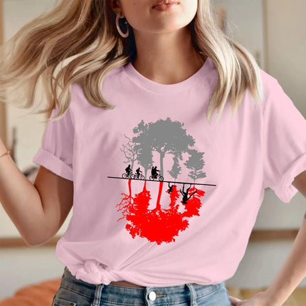 T-shirt thème "Friends" Upside Down World - T-shirt unisexe amusant 100 % coton imprimé à manches courtes pour femme à porter au quotidien