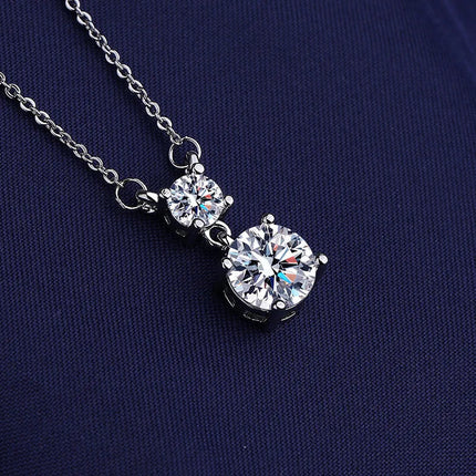 925 Sterling Silver Necklace For Women Round Pendent Sparkling Pave CZ Necklace Fashion Anniversary Birthday Jewelry Gifts N325 PlatiNum
